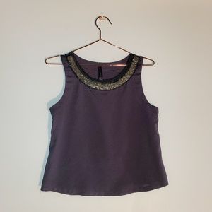 Audrey 3+1 | Grey Cropped Tank w/ Chain Neckline